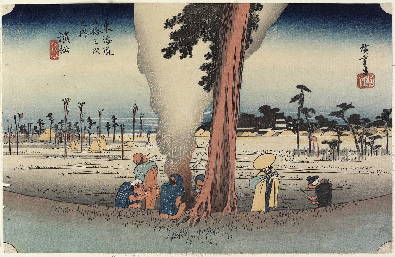 冬季场景，滨松，c。 1833 作者 歌川宏重