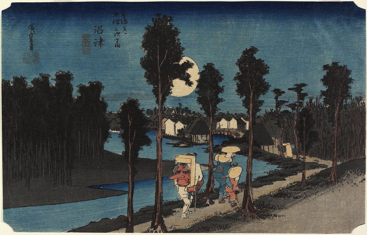 冬季场景，Mamamastu，c。 1833 作者 歌川宏重