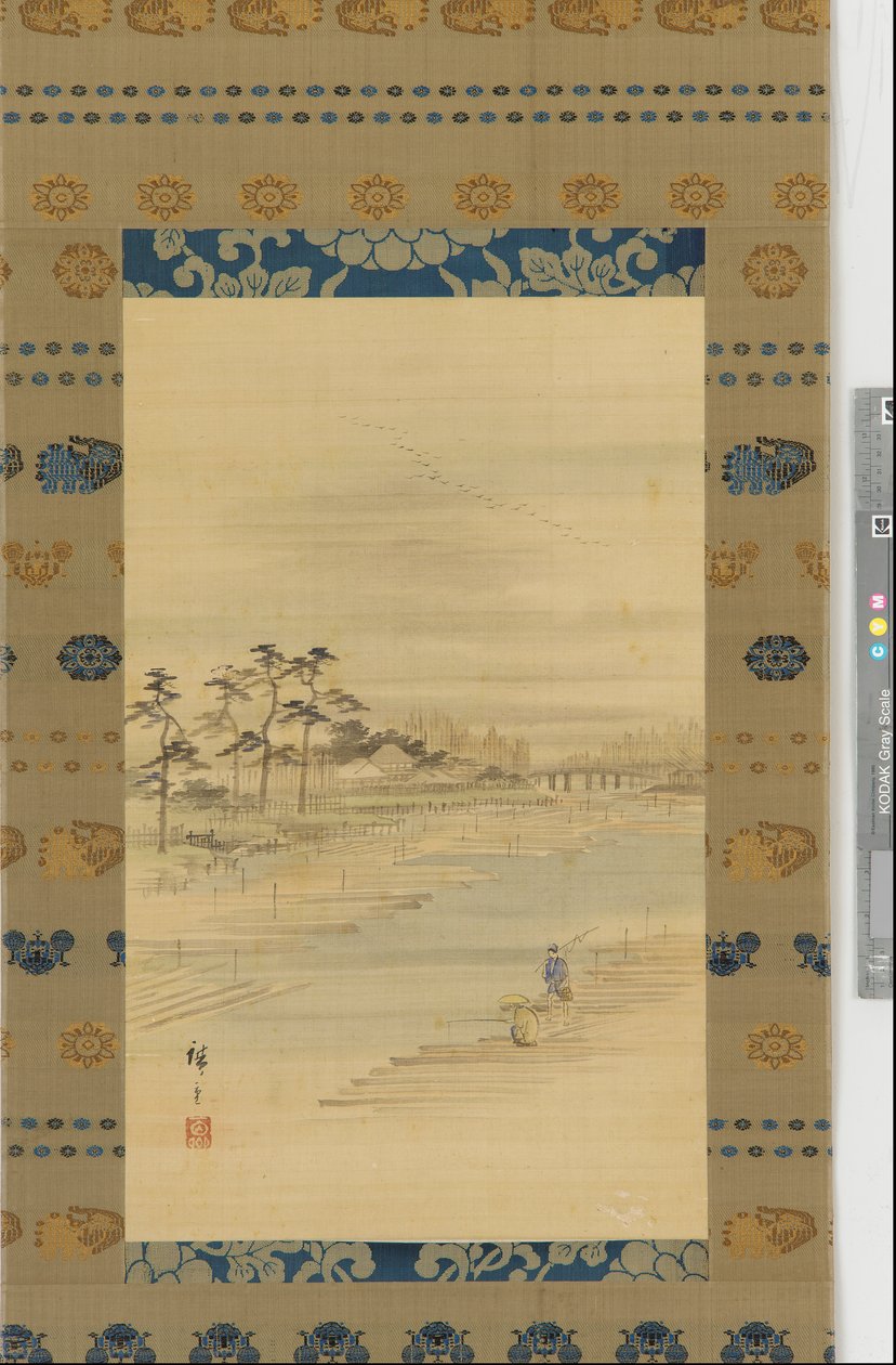 河流景观：伐木场和木筏，19世纪中期。 作者 歌川广重二世
