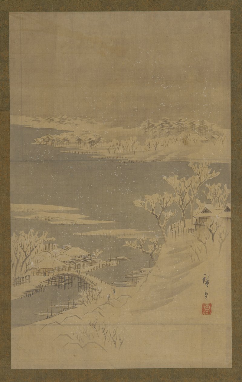 冬季风景，19世纪中期。 作者 歌川广重二世