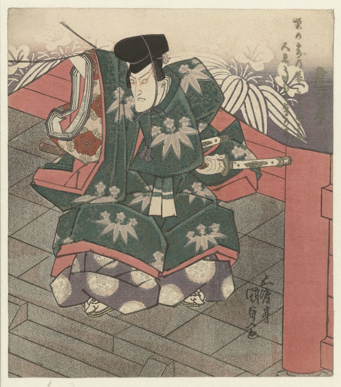 寺庙入口处的男子 作者 歌川国贞（一）