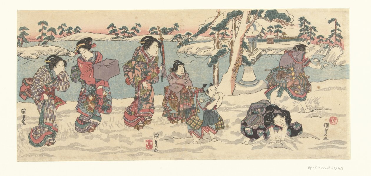 扔雪球 作者 歌川国贞（一）