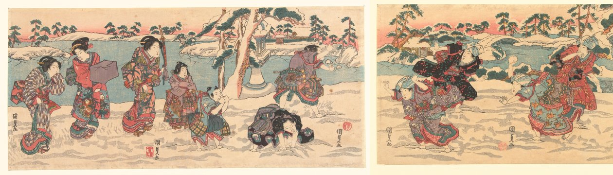 扔雪球 作者 歌川国贞（一）