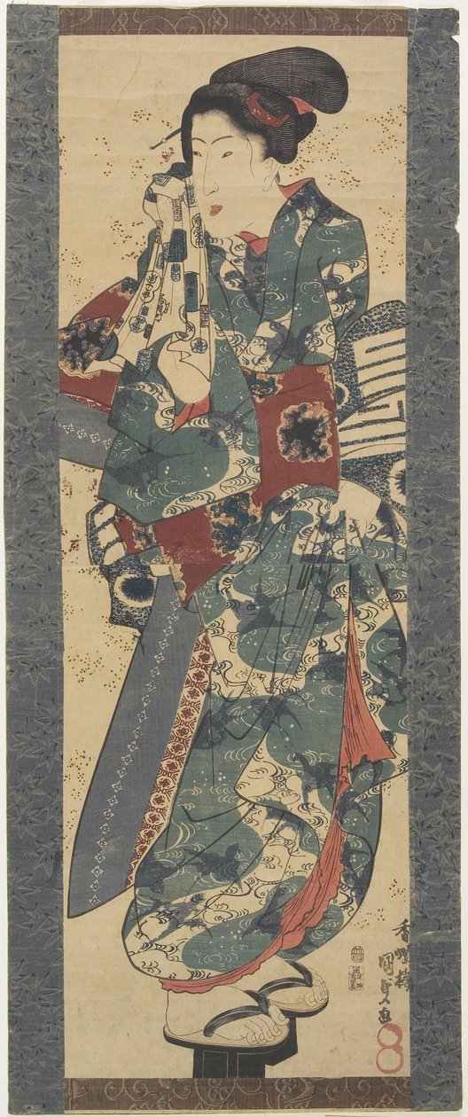 （女人拿毛巾），1843-1847 作者 歌川国贞
