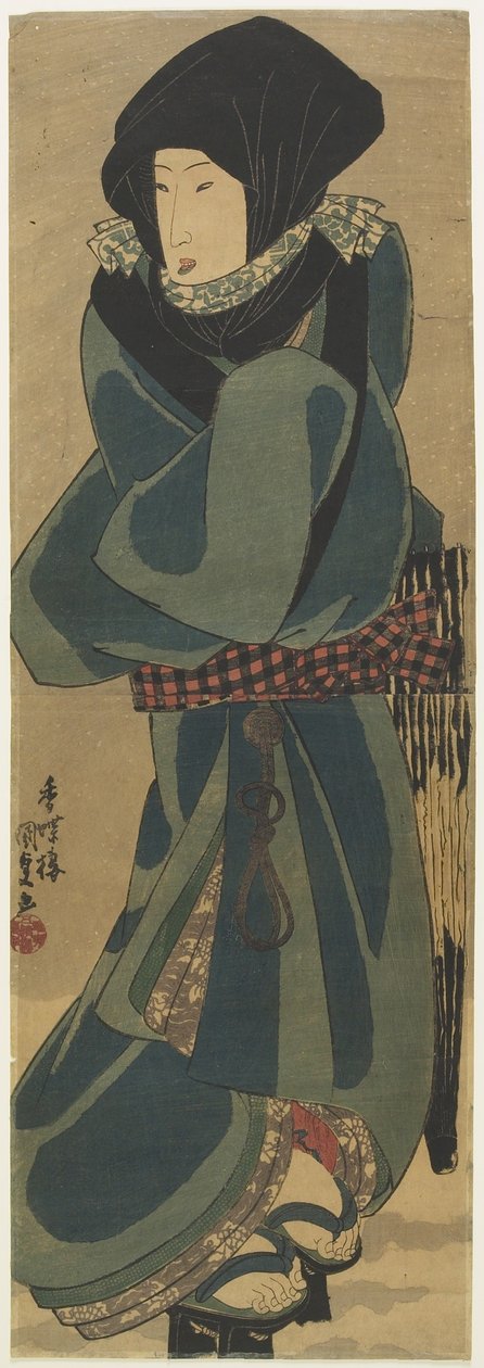 （斗篷和胡德的女人），c。 1830年至1844年 作者 歌川国贞