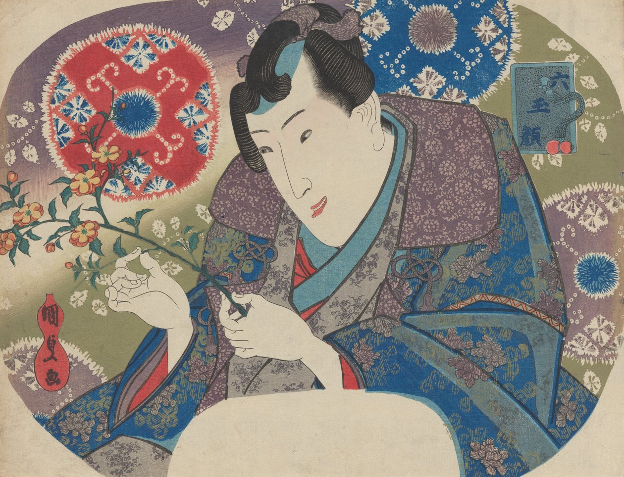 御手洗与山蔷薇山木，来自 "六种宝石脸 "系列M...，1830年代中后期。 作者 歌川国贞