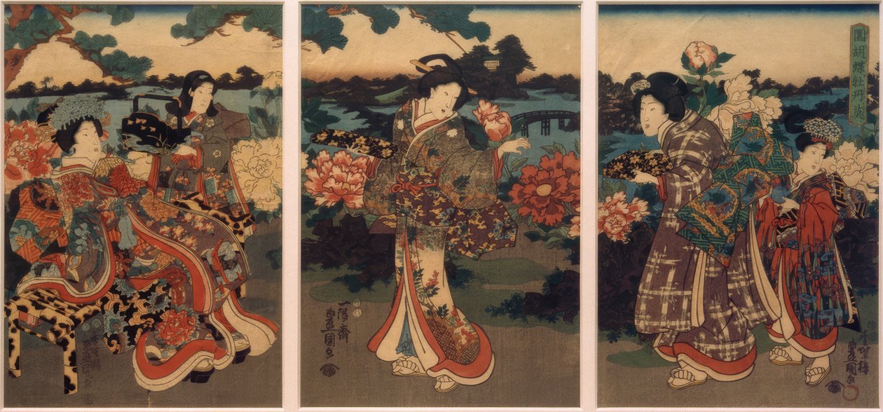 蝴蝶与牡丹 作者 歌川国贞
