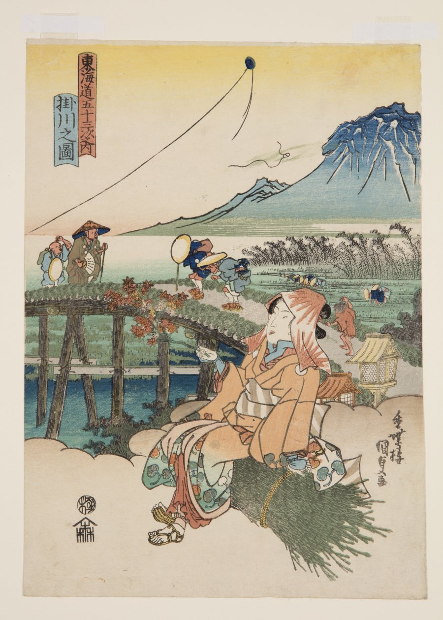 柿川之景（彩色木版画 作者 歌川国贞