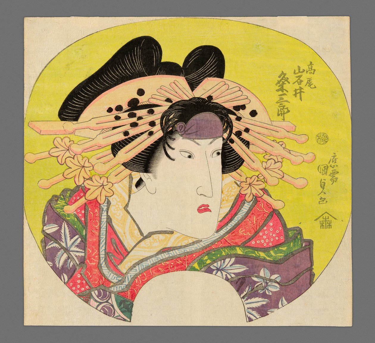 岩井久米三郎二世在《班濑奥国歌舞伎》中饰演歌妓高尾 作者 歌川国贞II