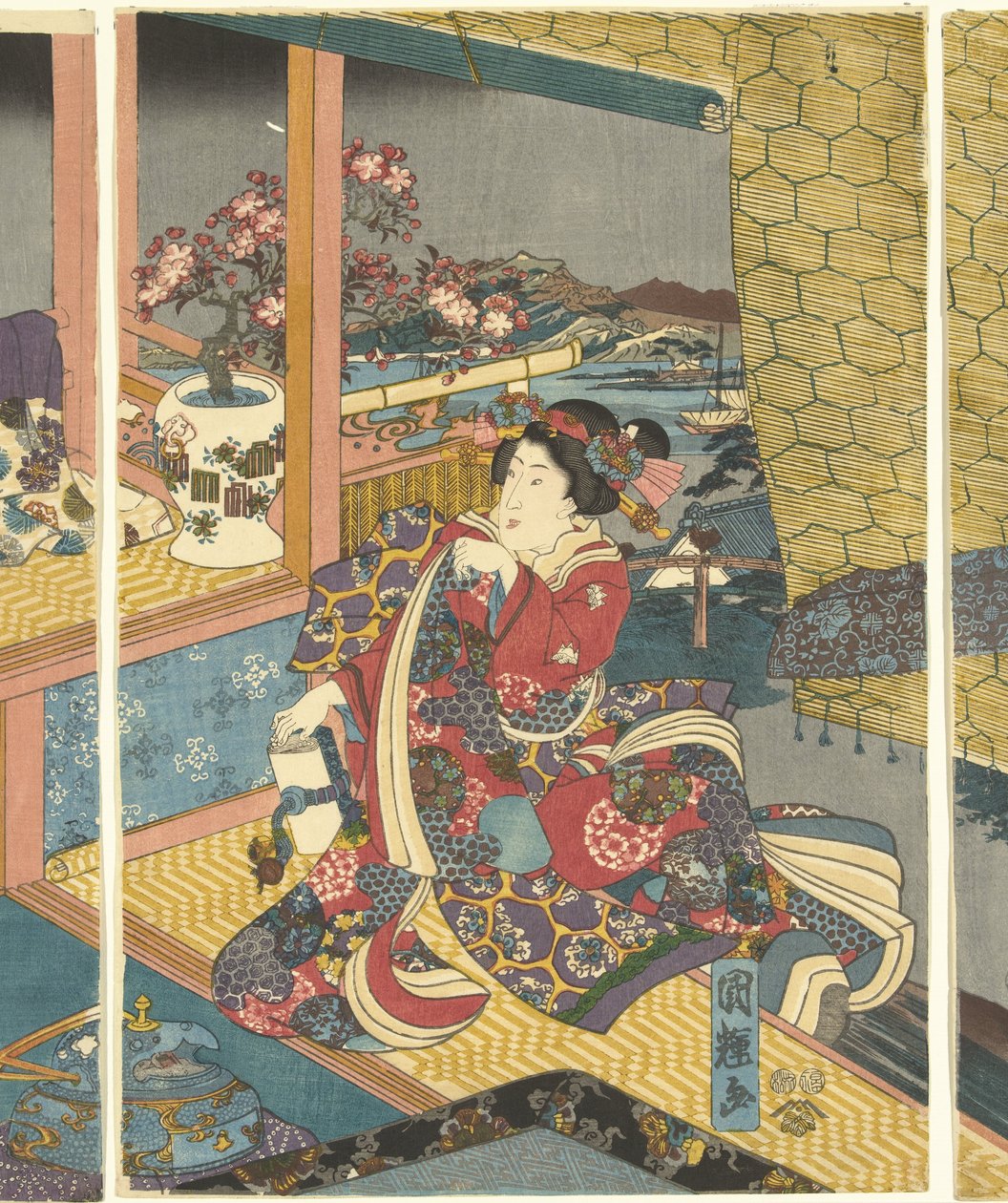 花
雪、月和花（系列名称） 作者 歌川国辉
