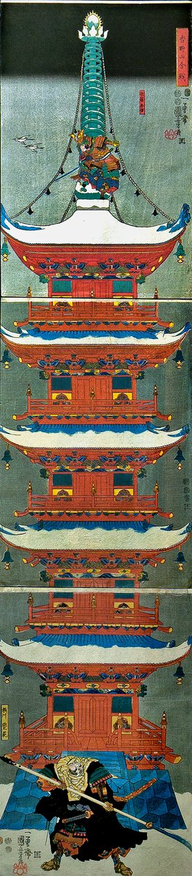 Batteonmon t Yoshino (Yoshinoyama Kassen)，c。 1851年 作者 歌川国义