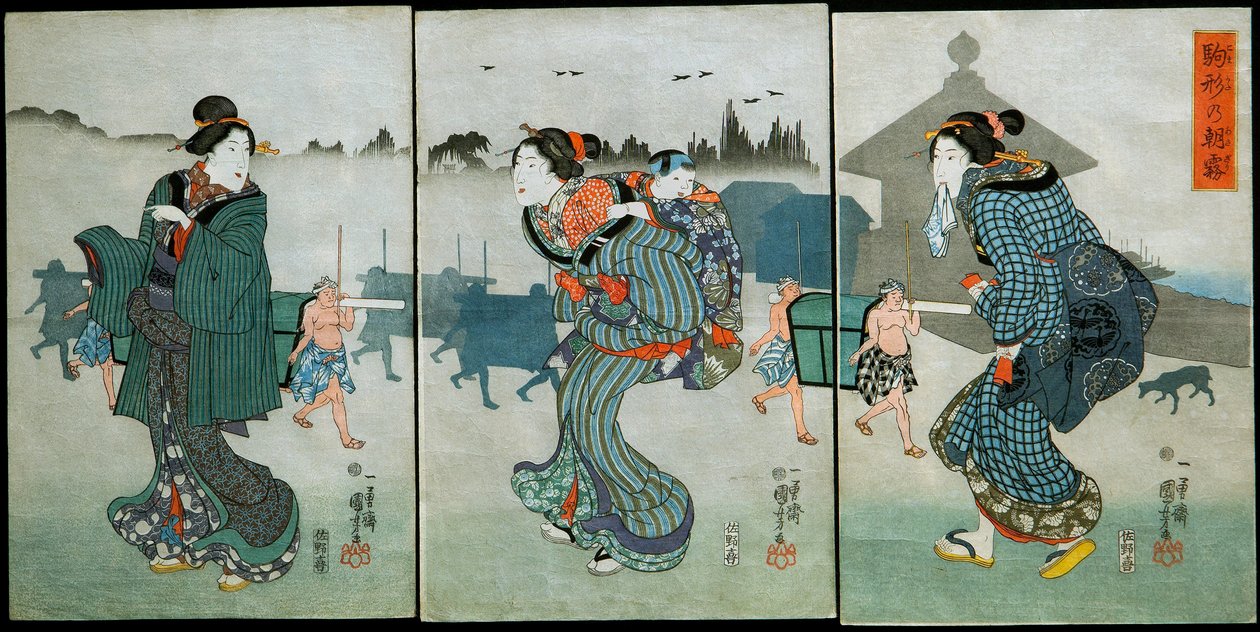 Komagata的晨雾（Komagata no asagiri）。四季的娱乐（Shiki yūkan），约1846年 作者 歌川国义