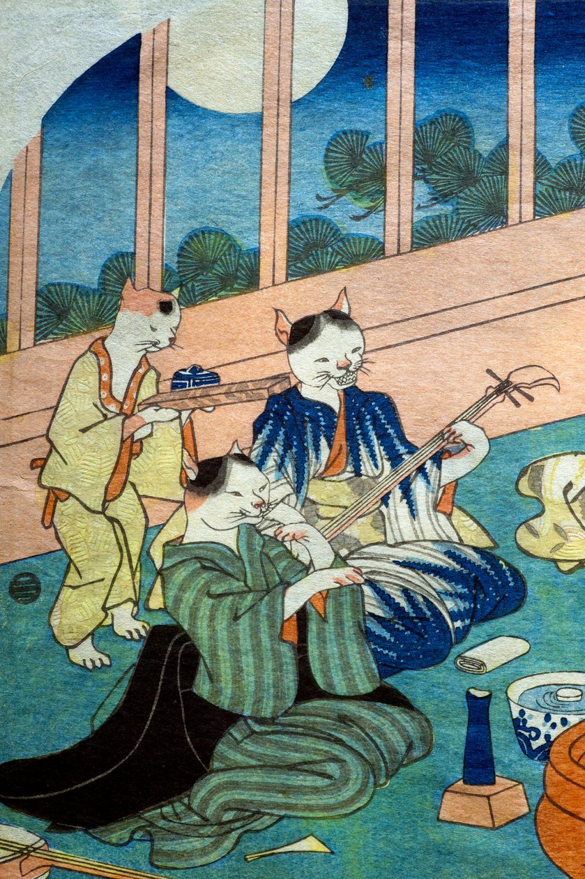 猫的车辙，c。 1843 作者 歌川国义