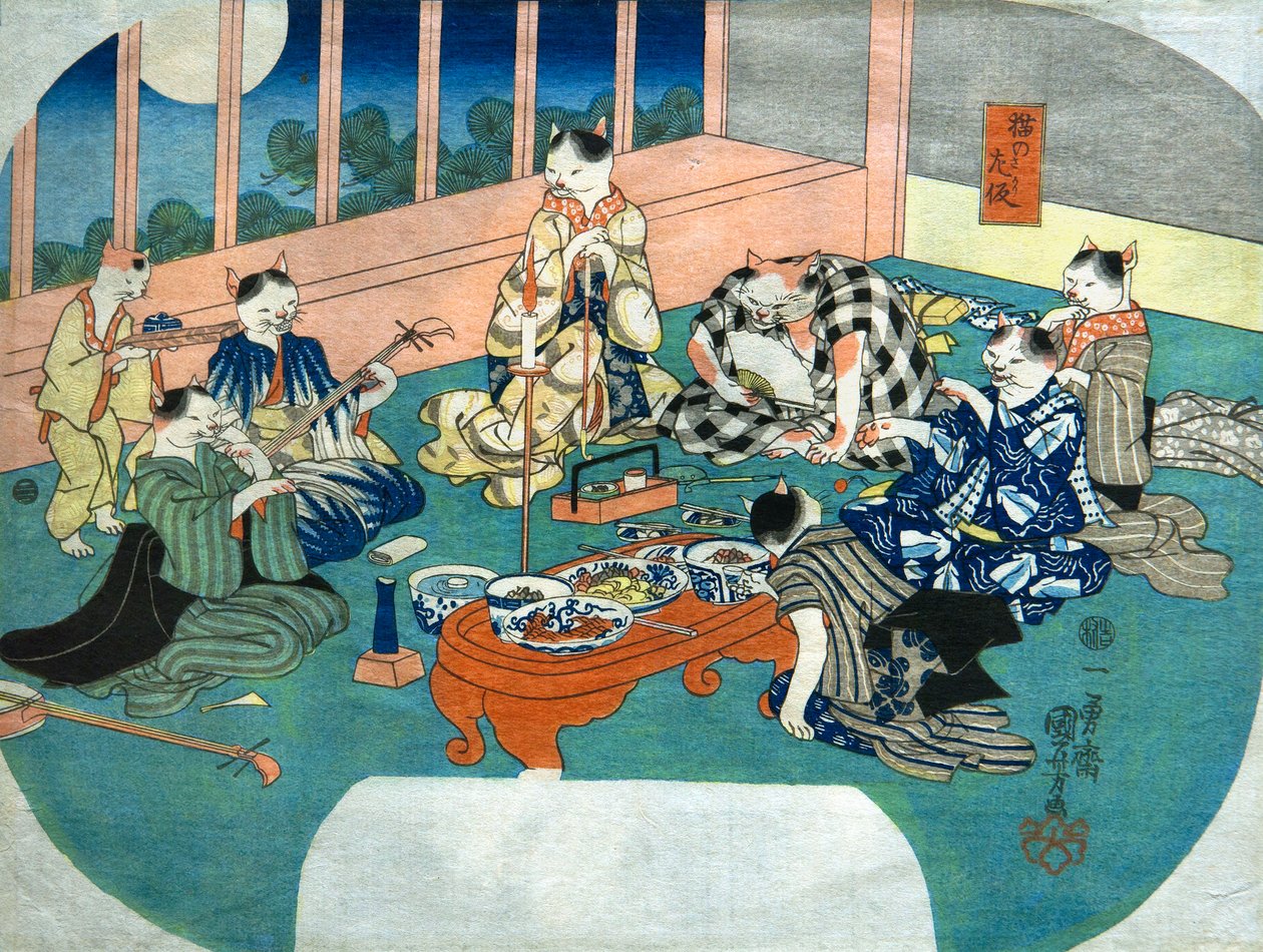猫的车辙，c。 1843 作者 歌川国义
