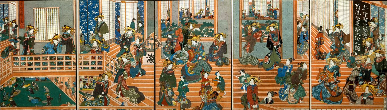 Kado-Ebiya楼上的俯视图 作者 歌川国义