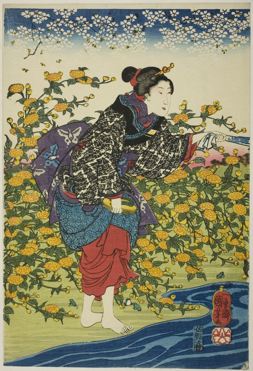 山代省的伊德宝石河（山代国伊德玉川），选自六条宝石河的无标题系列作品 作者 歌川国义