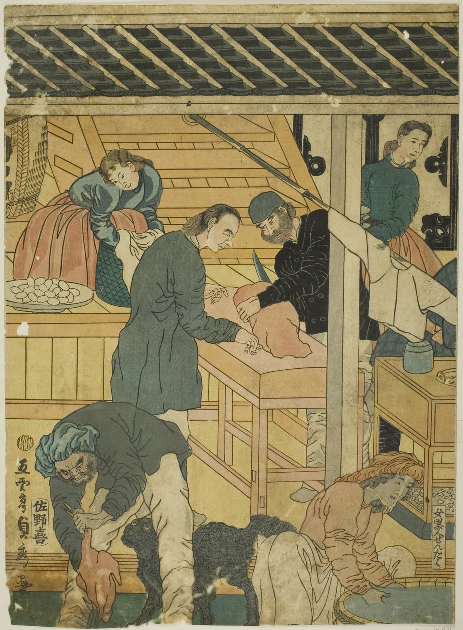 横滨一家外国商铺的销售室（横滨 ijin shokan uriba no zu）。 作者 歌川贞秀