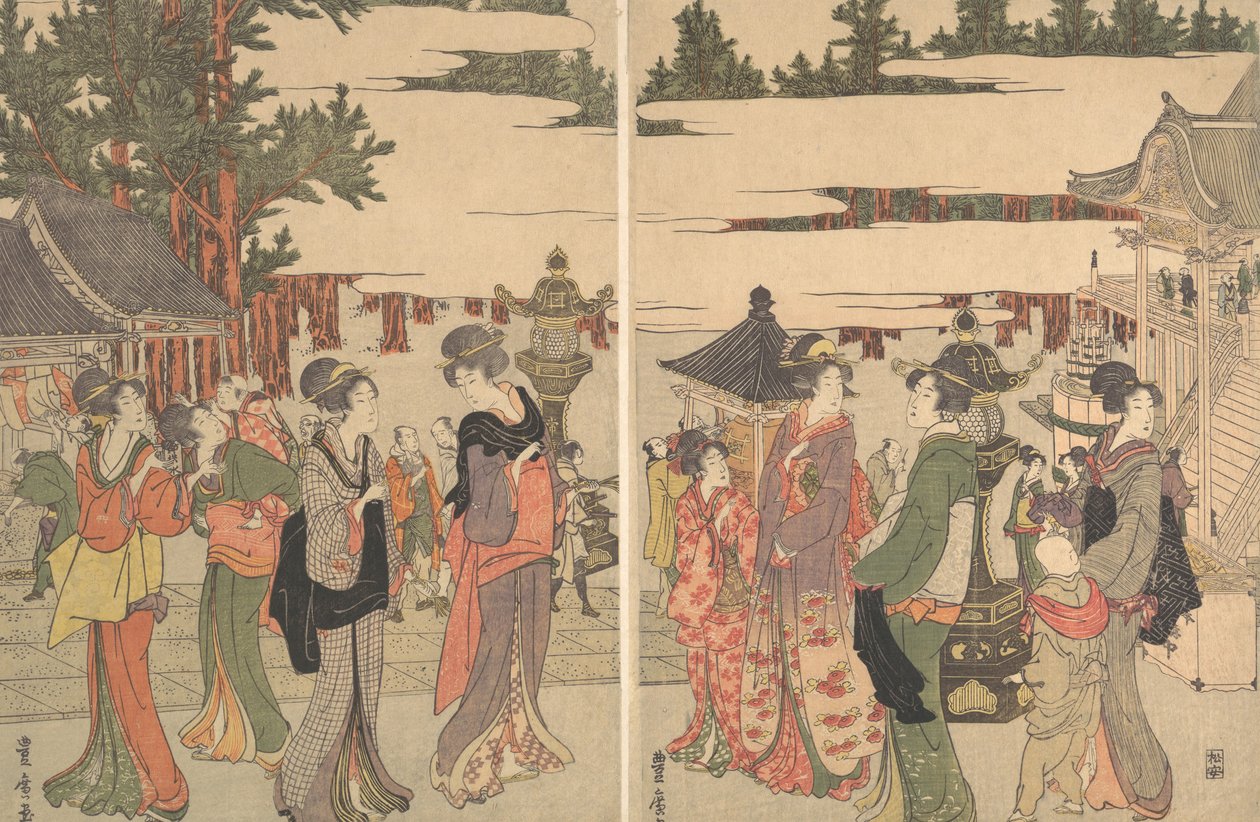 Horinouchi Myo-ho-ji Eho Mairi no Zu, 约1804年。 作者 歌川丰洋