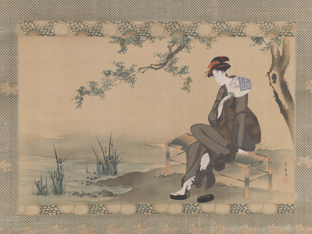 女人在冷却自己，约1800年。 作者 歌川丰洋