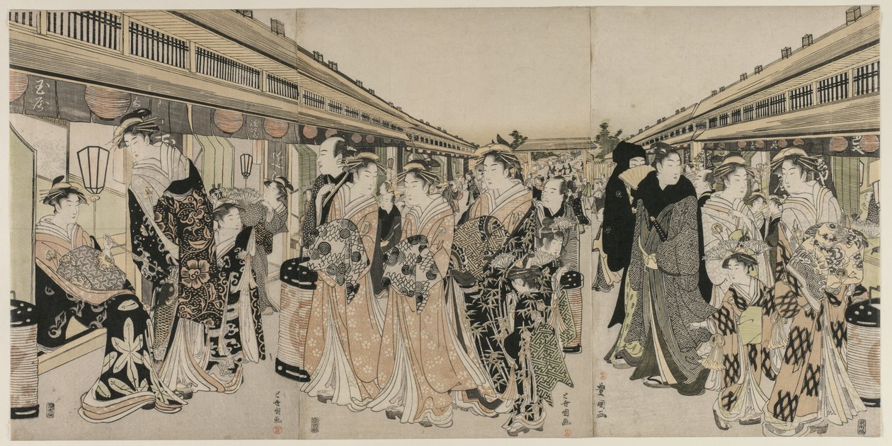 在中之町（Nakanocho）推荐妓女c。 1790年。 作者 歌川丰国