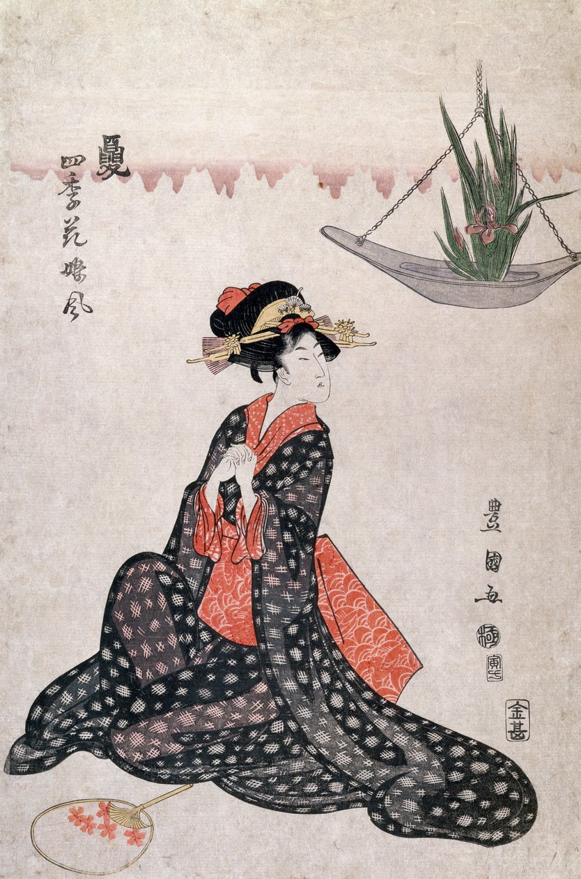 四季之花》，宇田川丰国（1769-1825），浮世绘风格木刻，日本，日本文明 作者 歌川丰国