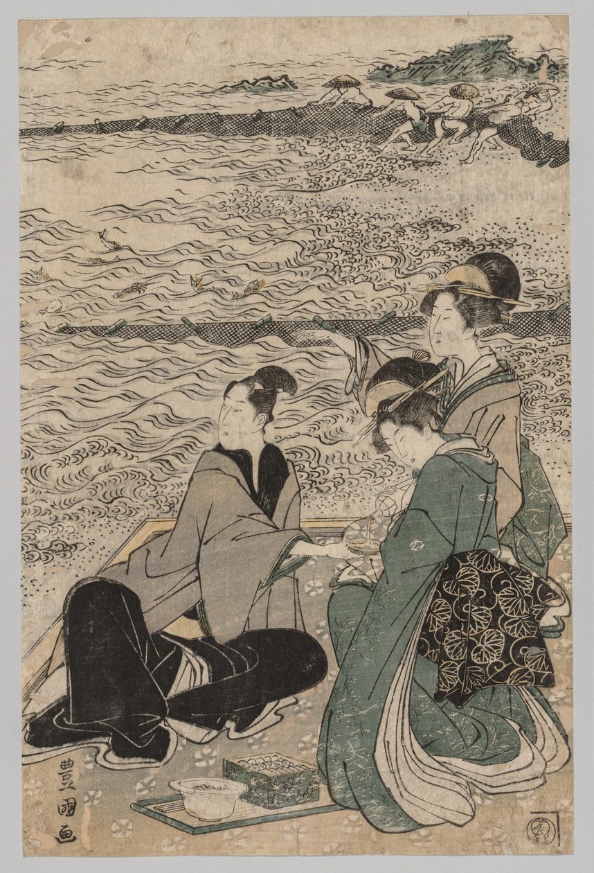 海边的男人和两个女人，1769年至1825年。 作者 歌川丰国