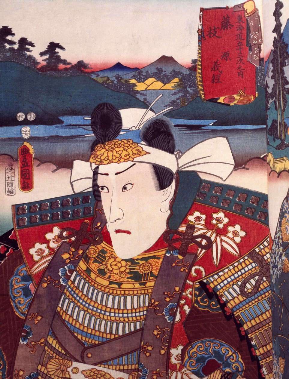歌舞伎演员的肖像，宇田川丰国（1769-1825）的浮世绘，木刻，日本文明，江户时代（1603-1868）。 作者 歌川丰国