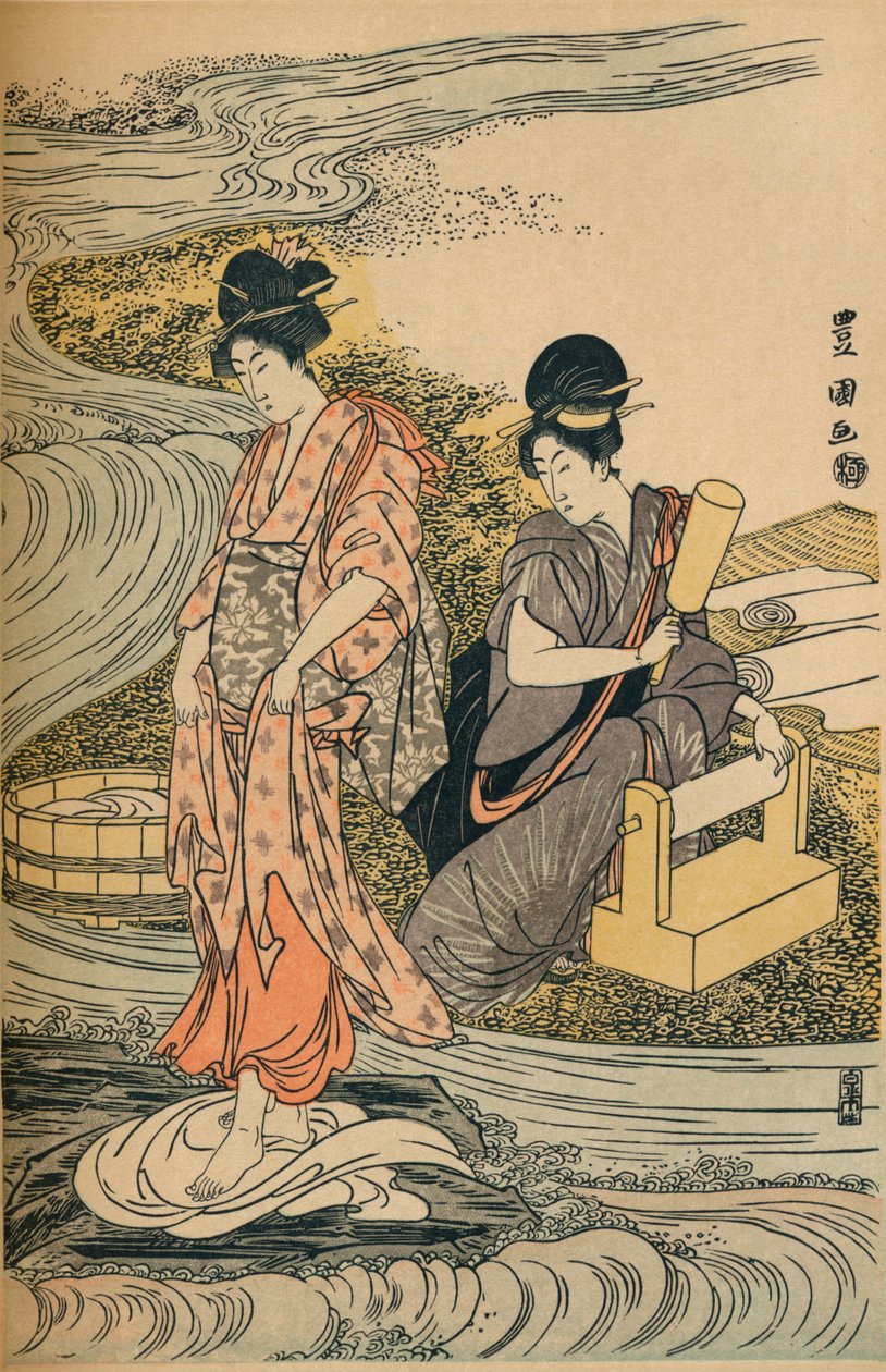 洗涤亚麻布，c1800 作者 歌川丰国