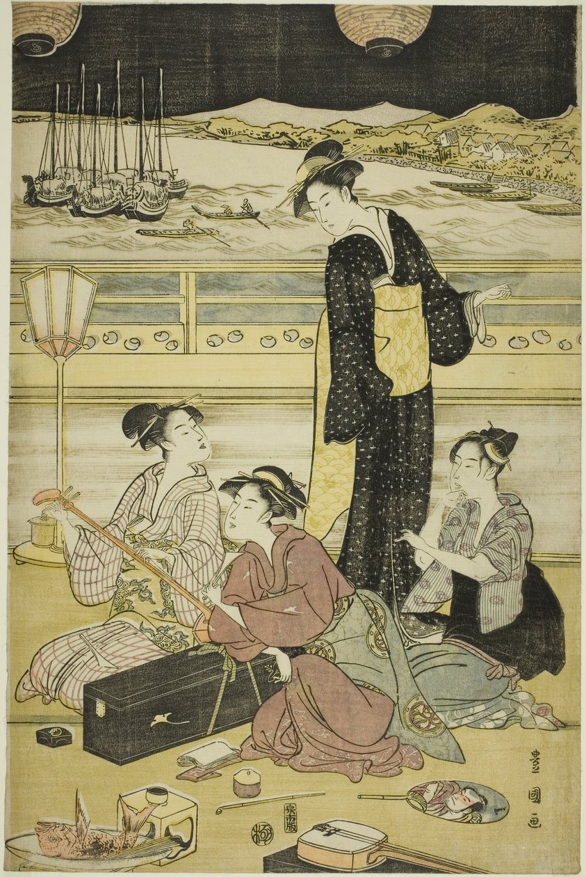 品川晚会 作者 歌川丰国一世
