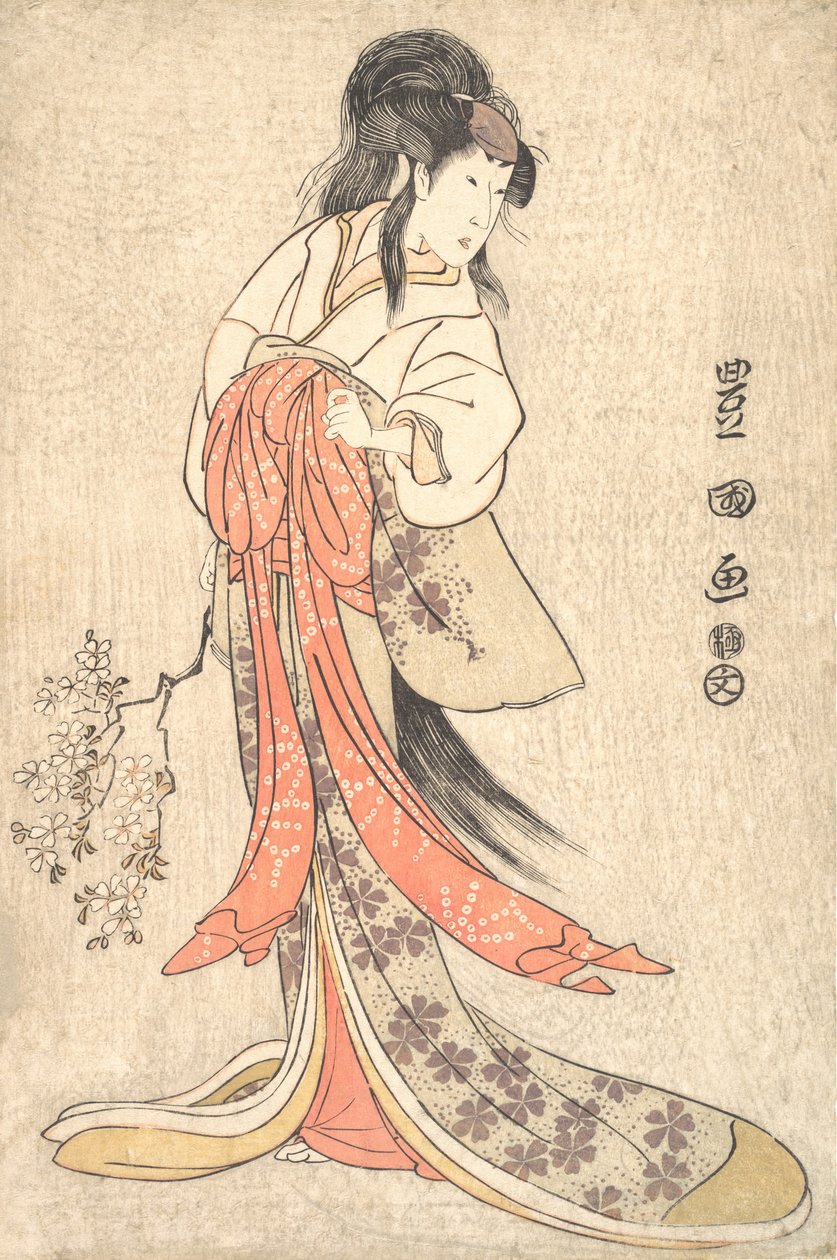 歌舞伎演员濑川喜久野三世扮演的疯女人，1798年观世9。 作者 歌川丰国一世