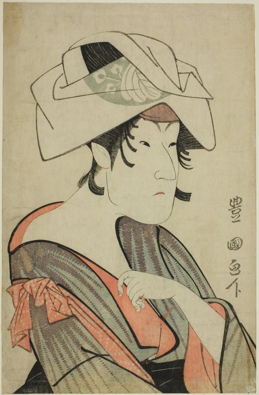 中山富三郎头戴毛巾的女性装扮 作者 歌川丰国一世