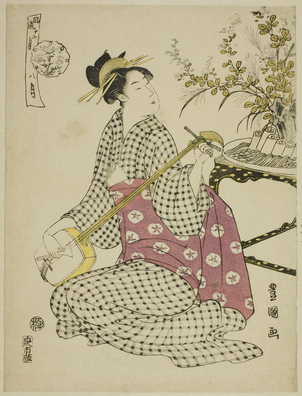 第八个月》（Hachi gatsu），选自 "时尚十二个月（Furyu junikagetsu）"系列 作者 歌川丰国一世