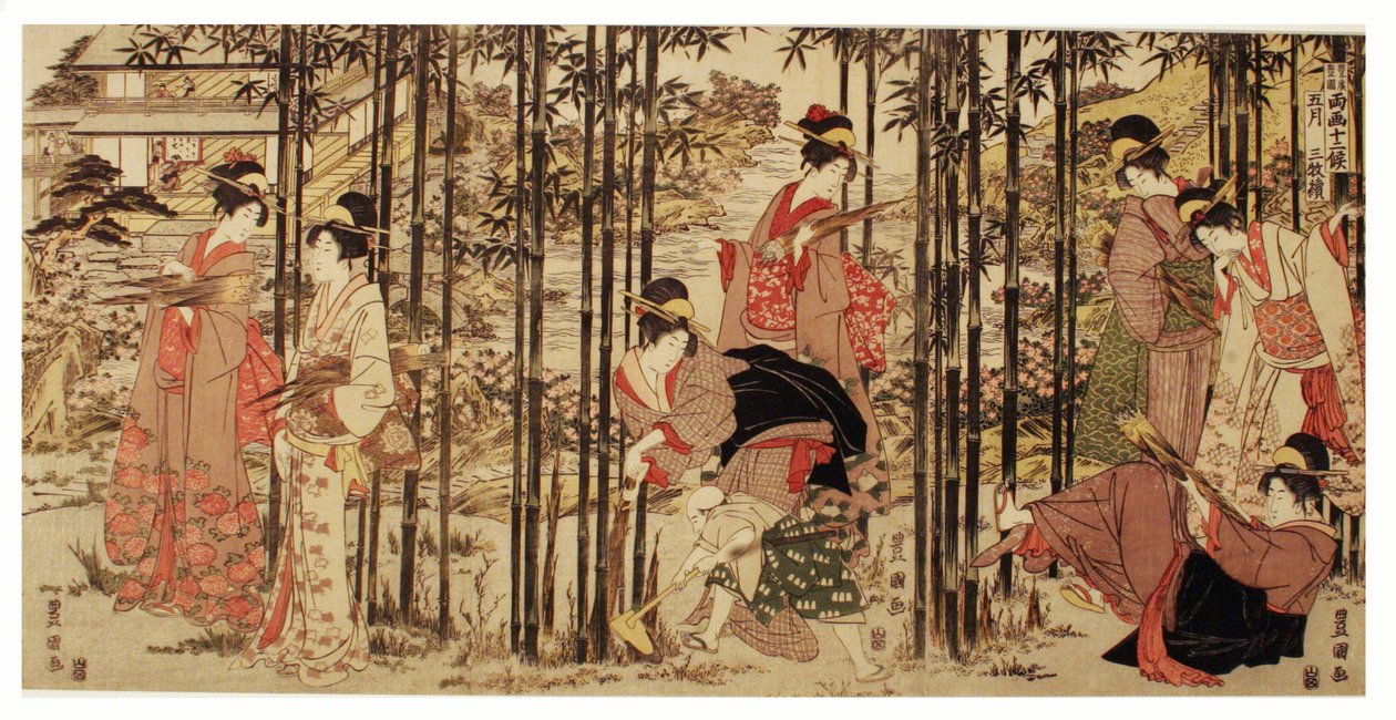 第五个月，三件套（Gogatsu sambukutsui），选自 "丰弘和丰国双笔的十二个月（丰弘丰国连环画）"系列 作者 歌川丰国一世