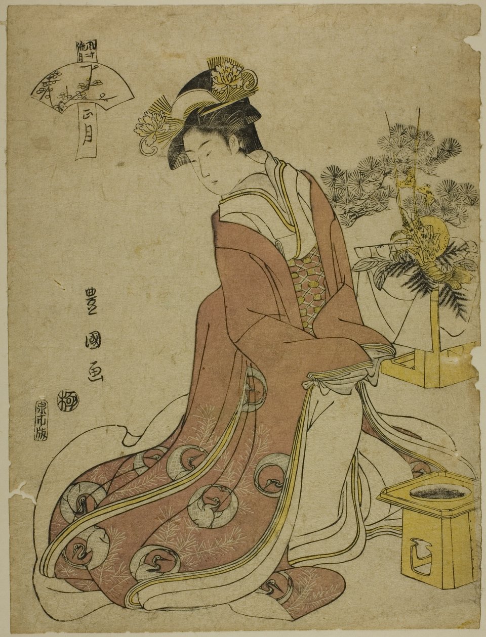 第一个月（Sho gatsu），选自 "时尚十二个月（Furyu junikagetsu）"系列 作者 歌川丰国一世
