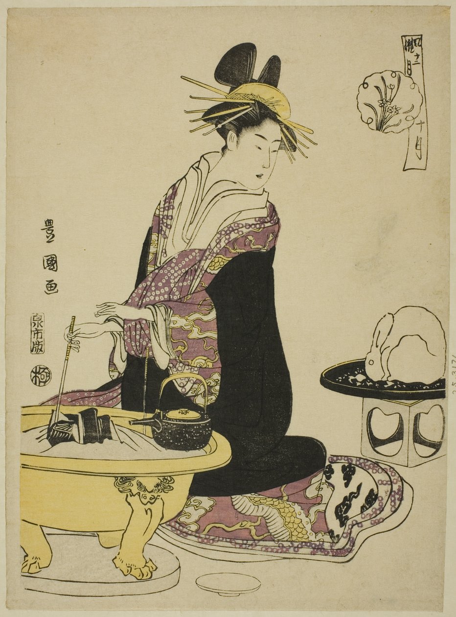 第十个月（Ju gatsu），选自 "时尚十二个月（Furyu junikagetsu）"系列 作者 歌川丰国一世