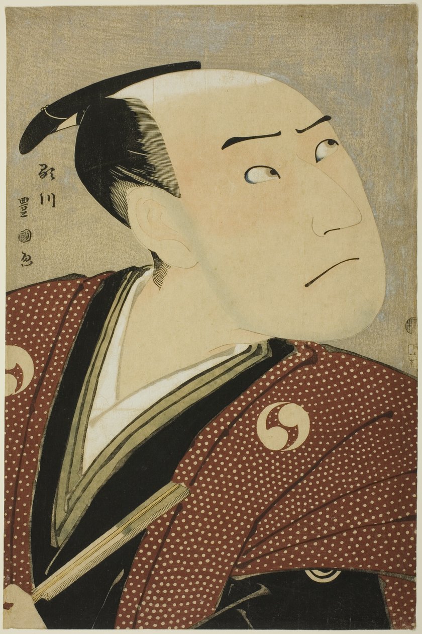 1796 年 4 月，泽村宗十郎三世在桐剧场演出的话剧《江户之花赤子之塩间》中饰演小越由良之助。 作者 歌川丰国一世