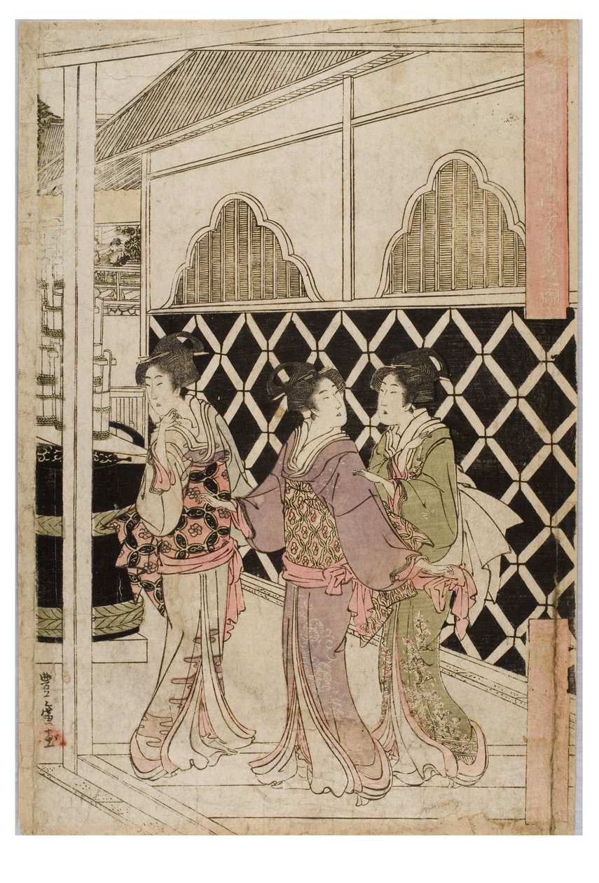 江户堀之内妙法寺新年朝圣，约 1804-1810 年（纸面木版画） 作者 歌川和丰国歌川丰裕