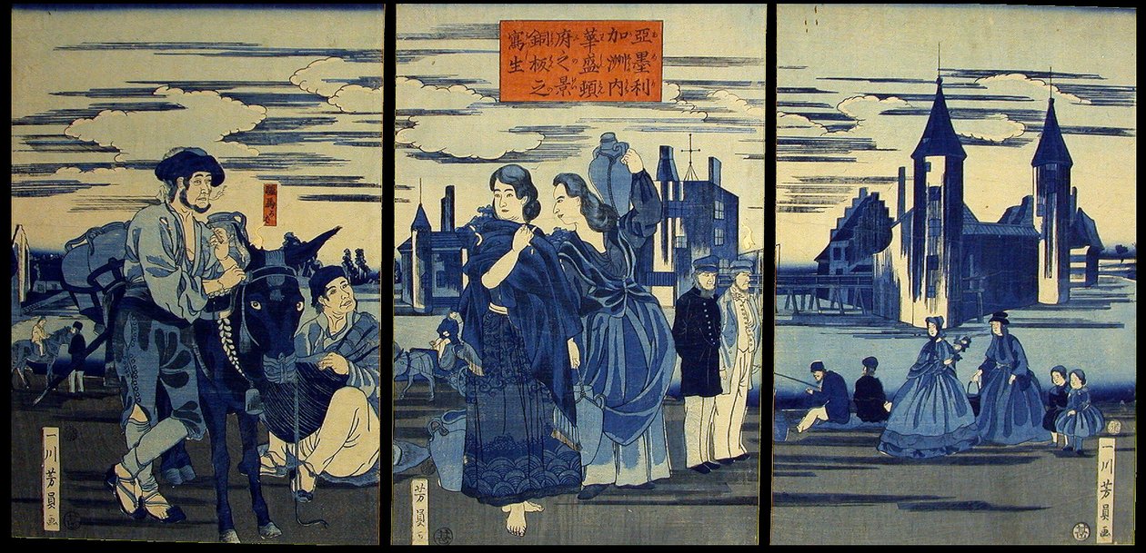 华盛顿市铜版画草图》（Amerika shu no uchi washintonfu no kei doban no utsushi） 作者 歌川义和