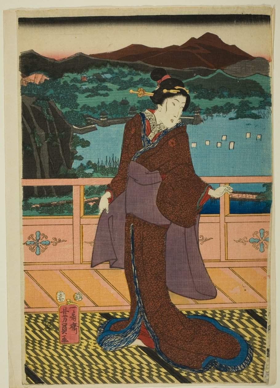 傍晚的琵琶湖八景（近江八景目） 作者 歌川义和