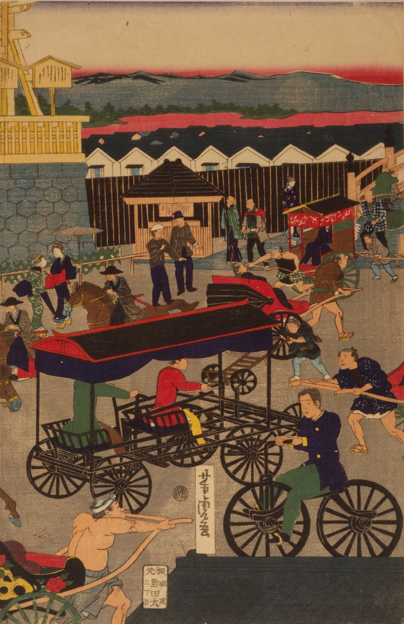 东京繁荣的日本桥区东京日本桥半荣之三联画 作者 歌川佳tora