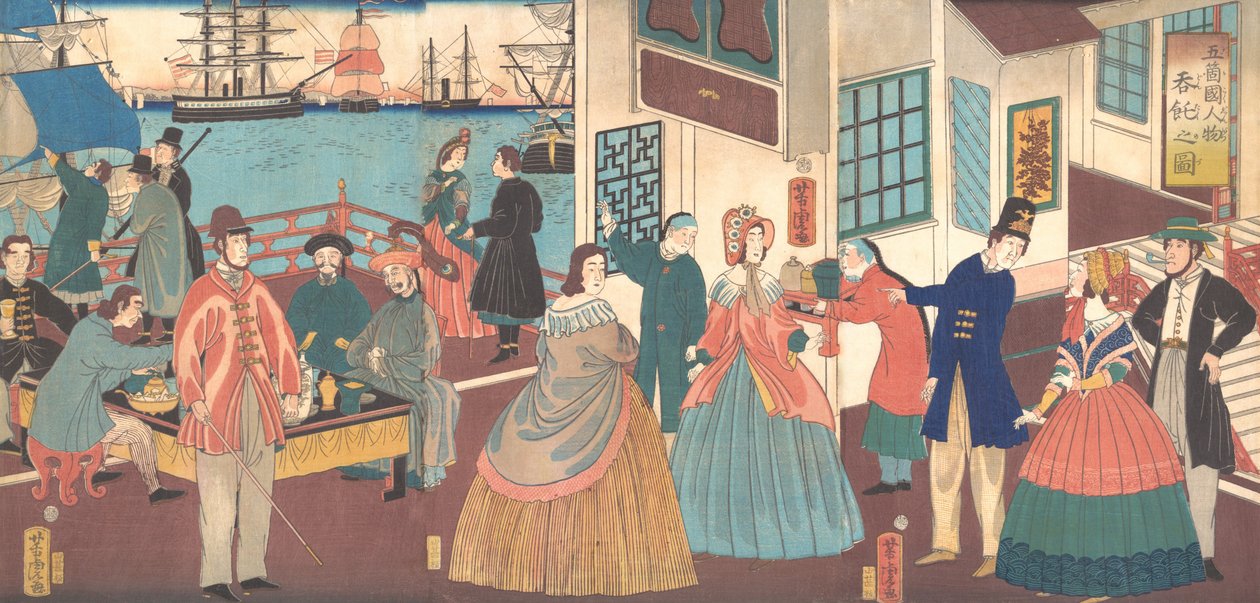五个民族的人民，1861年。 作者 歌川佳tora