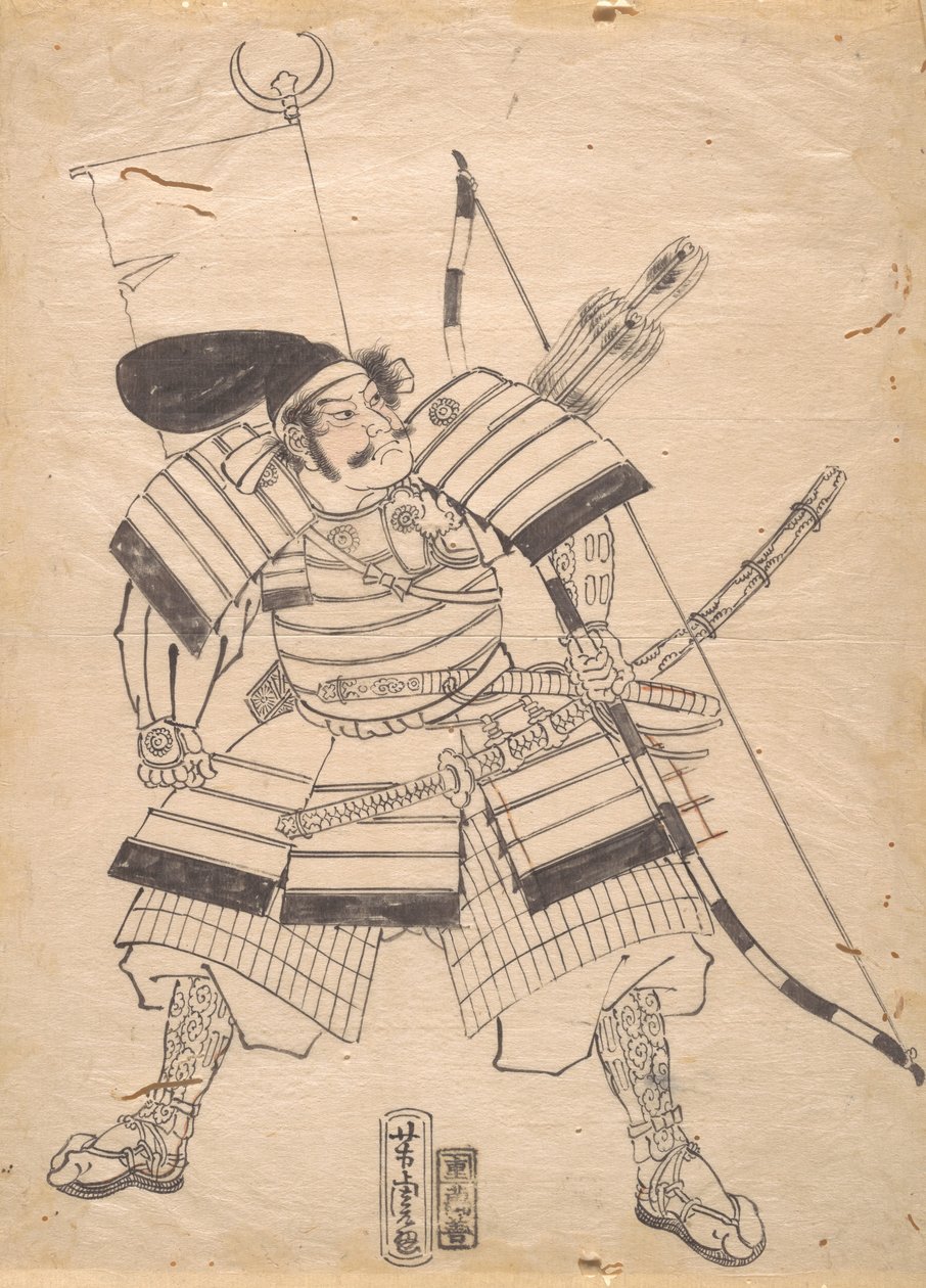 战士版画的预备图，19世纪。 作者 歌川佳tora