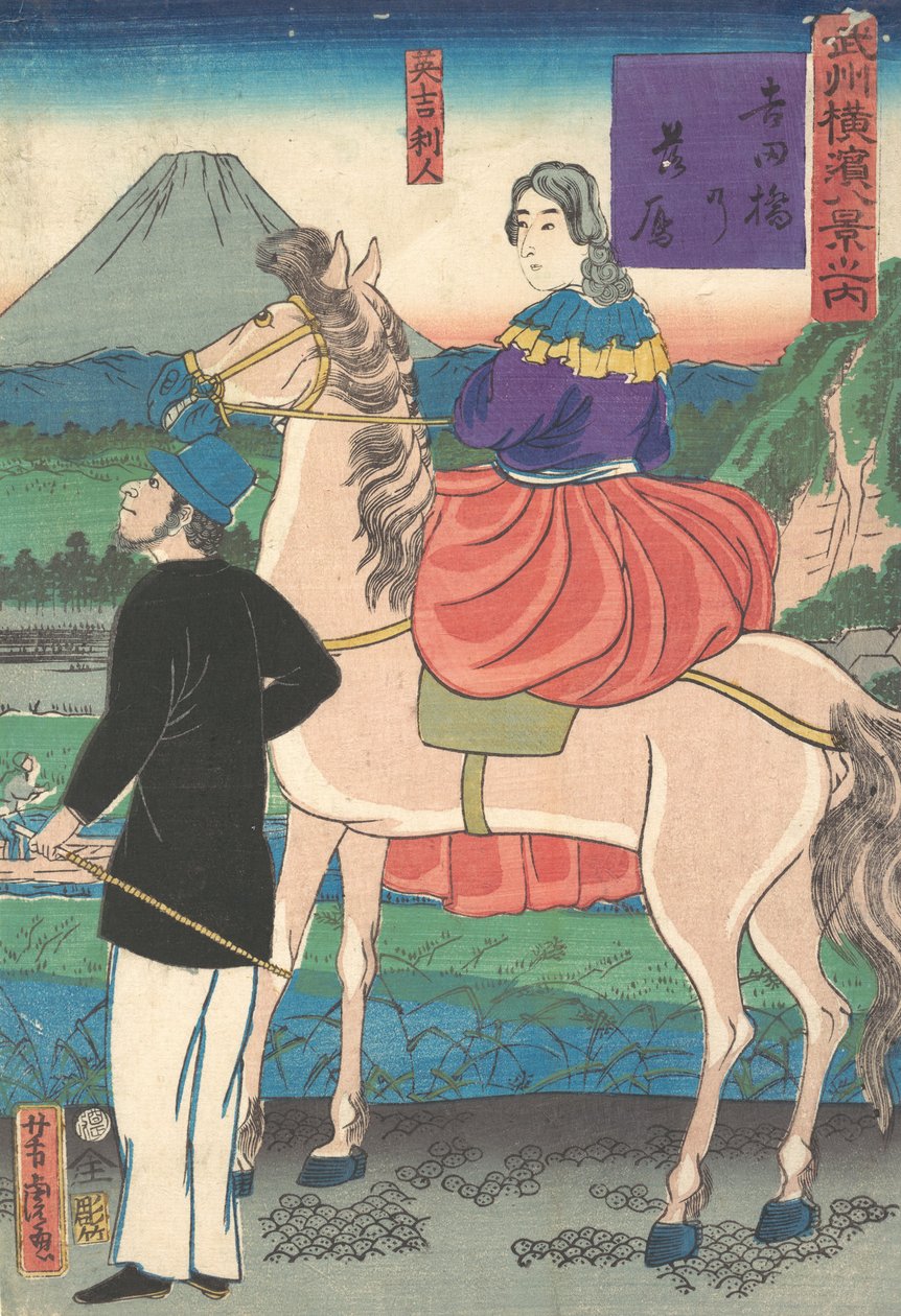 暮色中，望着飞向吉田桥的野鹅，1861年1月。 作者 歌川佳tora