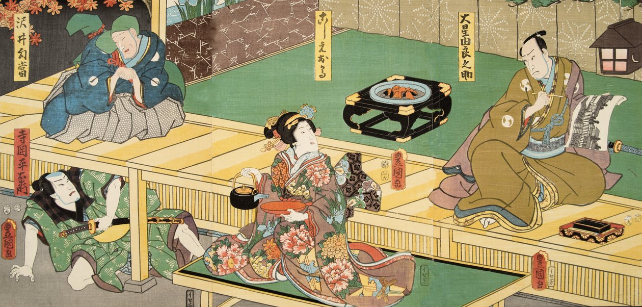 来自源氏物语（源氏物语）的场景由Murasaki Shibuku（生于978）c。 1860年（彩色木版画） 作者 歌川和丰国国吉