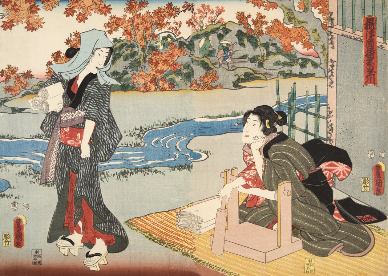 来自源氏物语（源氏物语）的场景由Murasaki Shibuku（生于978）c。 1860年（彩色木版画） 作者 歌川和丰国国吉