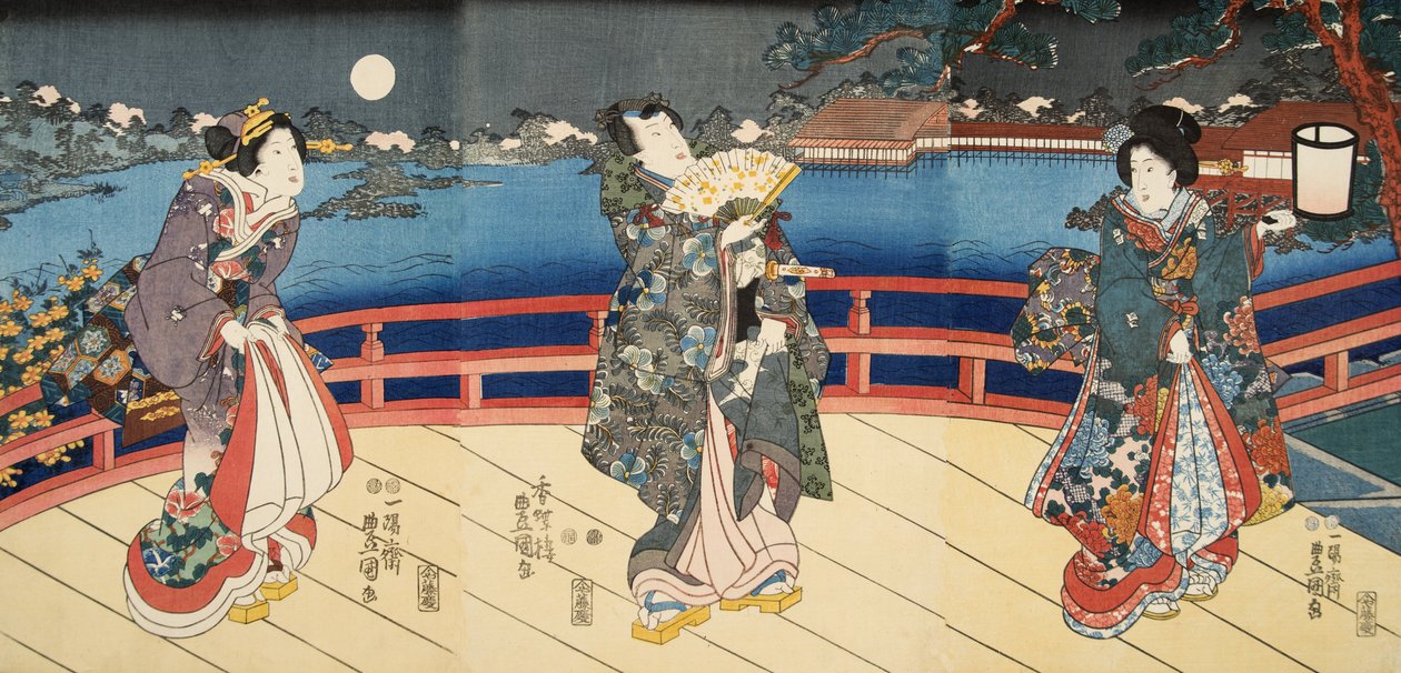 来自源氏物语（源氏物语）的场景由Murasaki Shibuku（生于978）c。 1860年（彩色木版画） 作者 歌川和丰国国吉