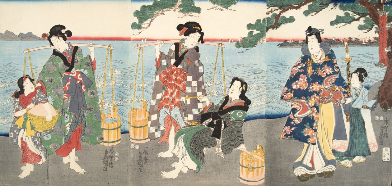 来自源氏物语（源氏物语）的场景由Murasaki Shibuku（生于978）c。 1860年（彩色木版画） 作者 歌川和丰国国吉