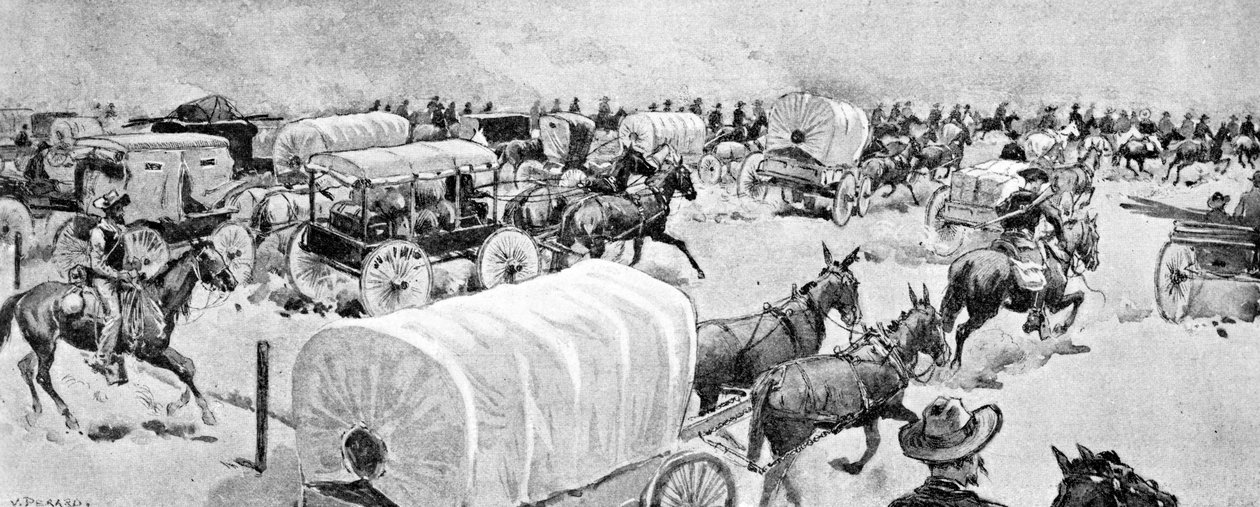 9月16日中午的大冲刺：沿着印度学校保护区南线向东看，1893年 作者 V.佩拉德