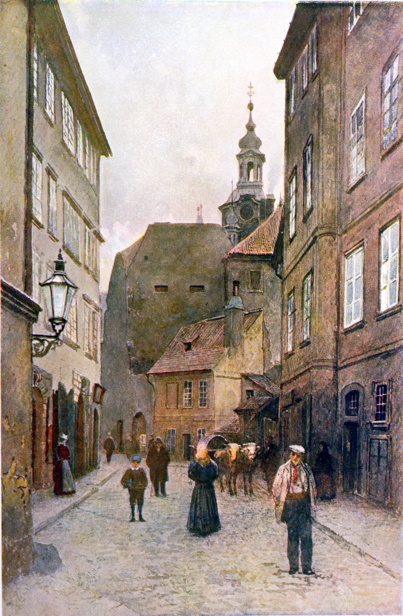 Kozna Ulicka，布拉格，插图来自&39;Stara Praha（Old Prague）&39;，1895年 作者 瓦茨拉夫·詹萨（Vaclav Jansa）
