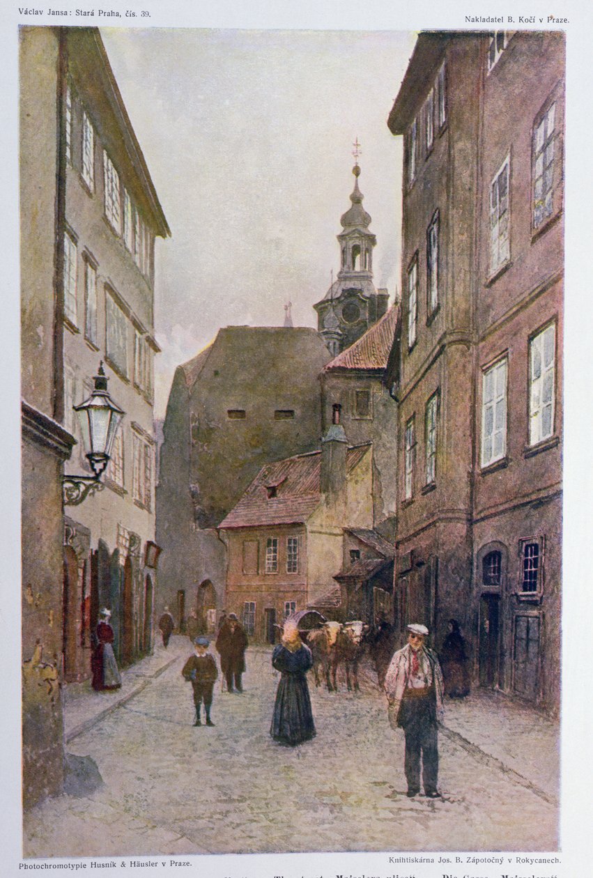 Maiselova Ulice，布拉格，插图来自&39;Stara Praha（Old Prague）&39;，c.1898 作者 瓦茨拉夫·詹萨（Vaclav Jansa）